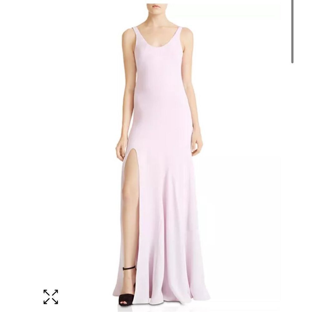 NEW Halston Heritage Side-Slit Flounce Gown Hushed Vio‎ Purple Dress Maxi NWT 0